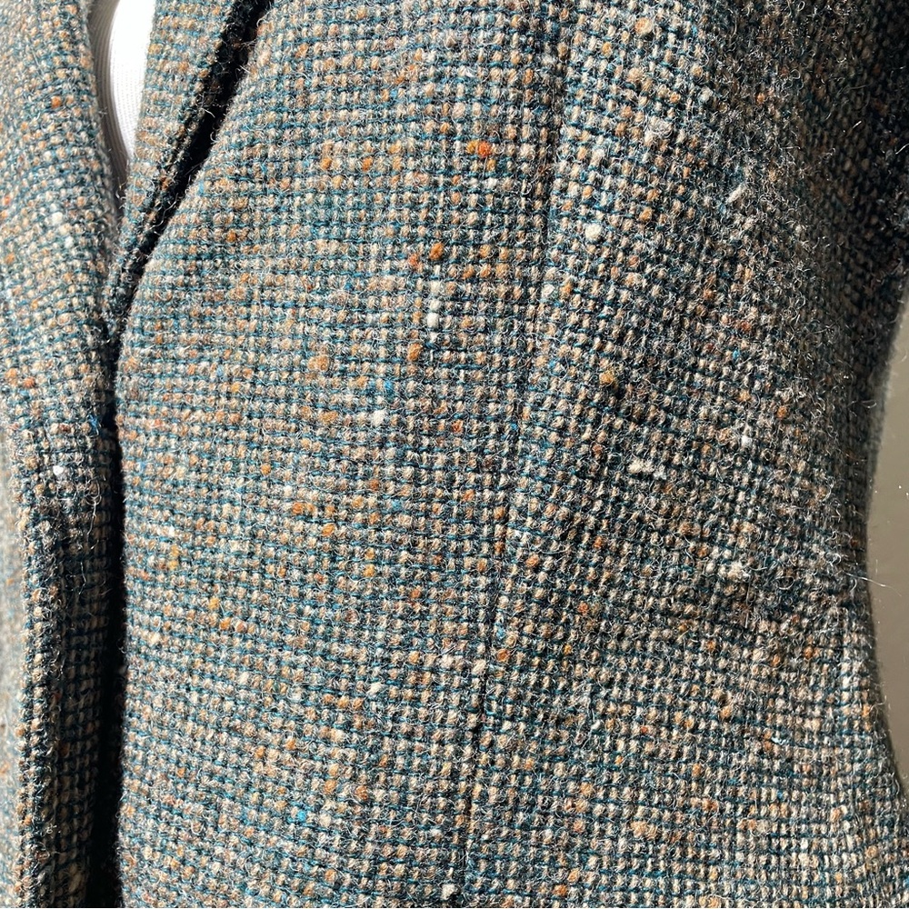 Vtg green Wool Blend Preppy Acadamia Twee Tweed Blazer Woman's small - Picture 7 of 10